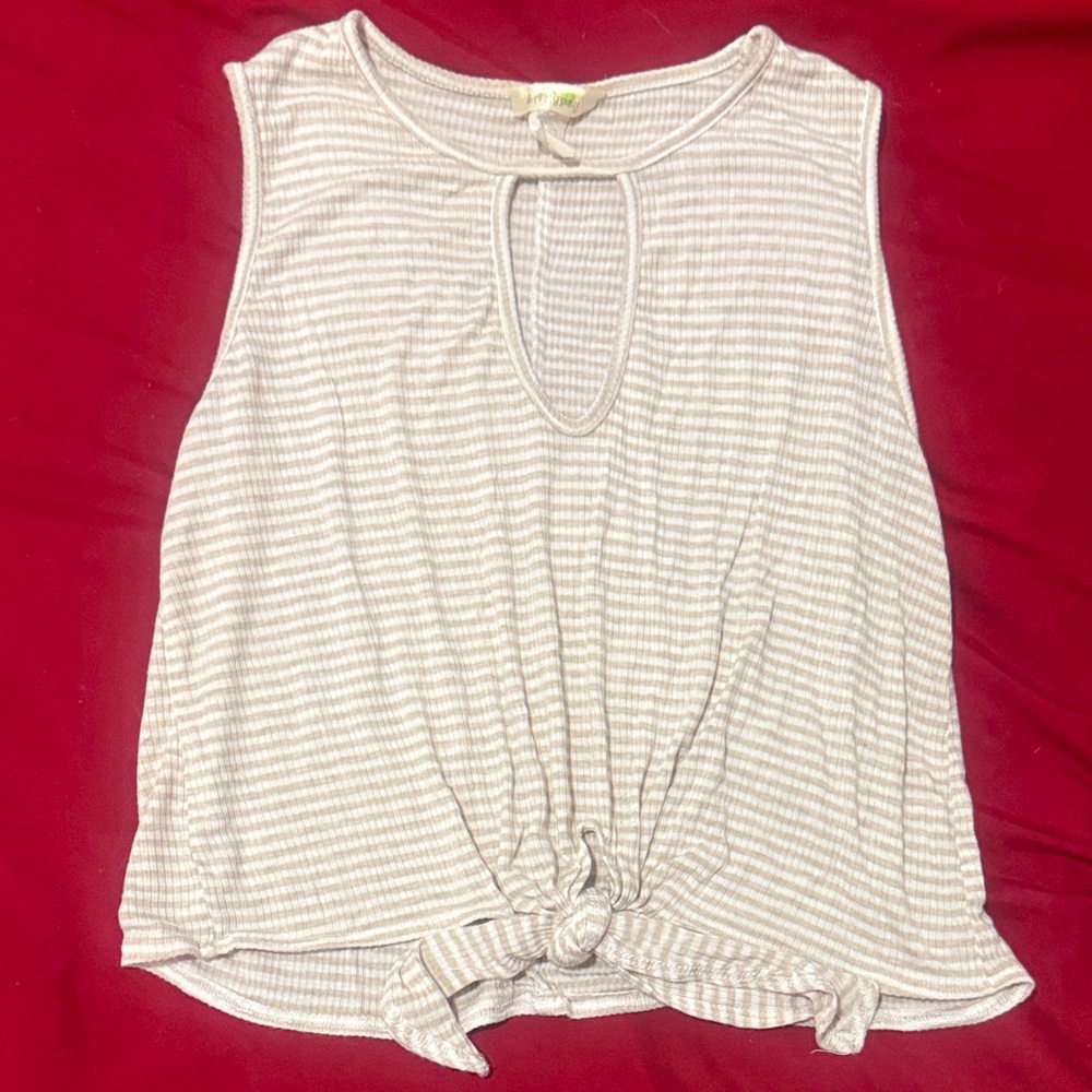 LA Gypsy Striped Tie-Front Tank Top | Size Small